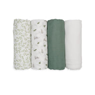 Lulujo Baby Breathable Bamboo Muslin Swaddle Blankets Whales & Stars 4Pack