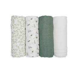 Lulujo Baby Breathable Bamboo Muslin Swaddle Blankets Whales & Stars 4Pack