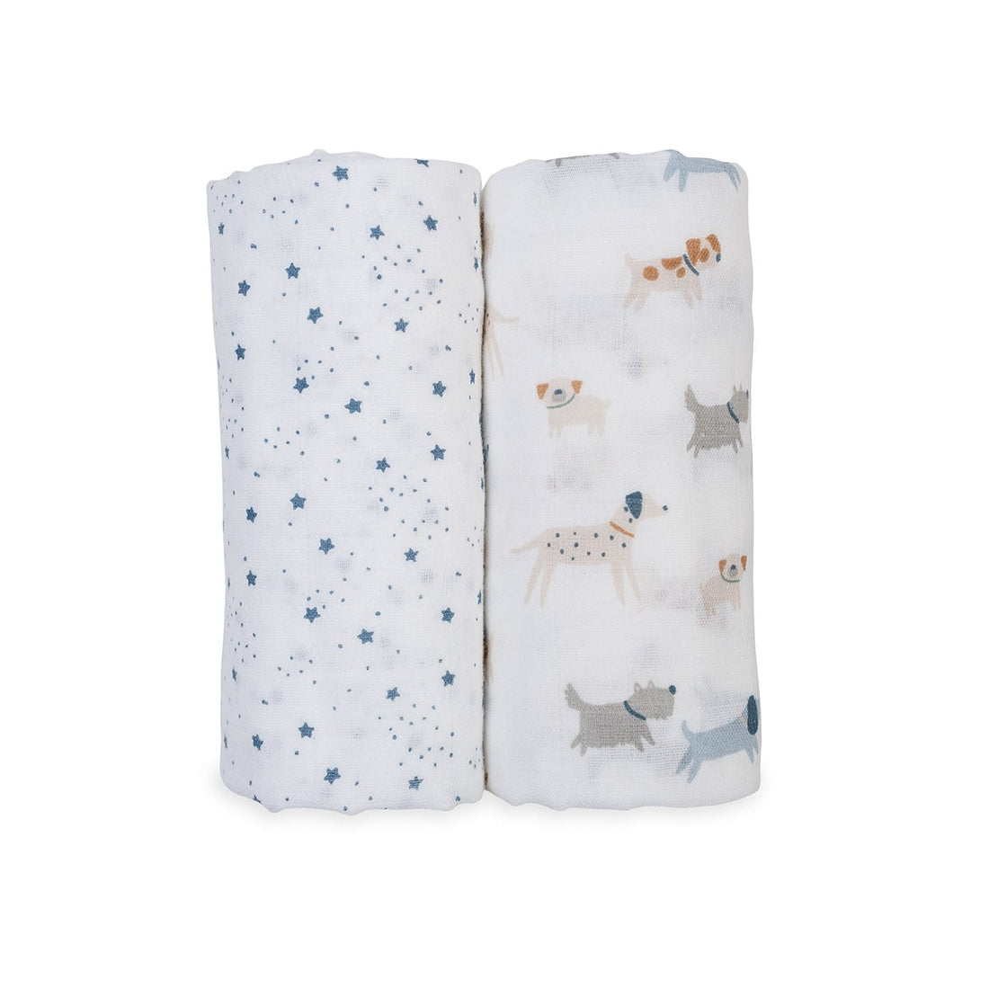Lulujo Baby Cotton Swaddle Vintage Bears & Sailboats 2 Pack – Puppy Dog & Stars – image 1