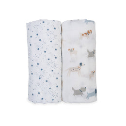 Lulujo Baby Cotton Swaddle Vintage Bears & Sailboats 2 Pack