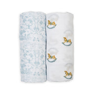 Lulujo Baby Cotton Swaddle Vintage Bears & Sailboats 2 Pack