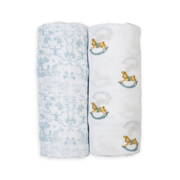 Lulujo Baby Cotton Swaddle Vintage Bears & Sailboats 2 Pack