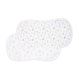 Lulujo Baby Muslin Burp Cloths Kitty Cat & Flower Field 2Pack