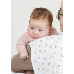 Lulujo Baby Muslin Burp Cloths Kitty Cat & Flower Field 2Pack