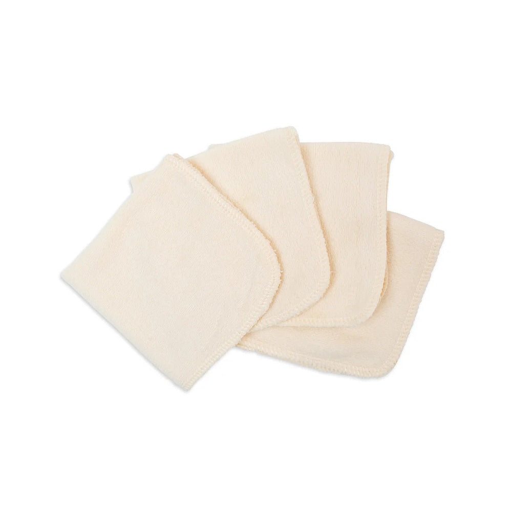 Lulujo organic cotton baby wash cloths, set of four in cream/off-white fabric