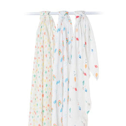 Lulujo Baby Silky Soft Bamboo Swaddles High in the Sky 3Pack