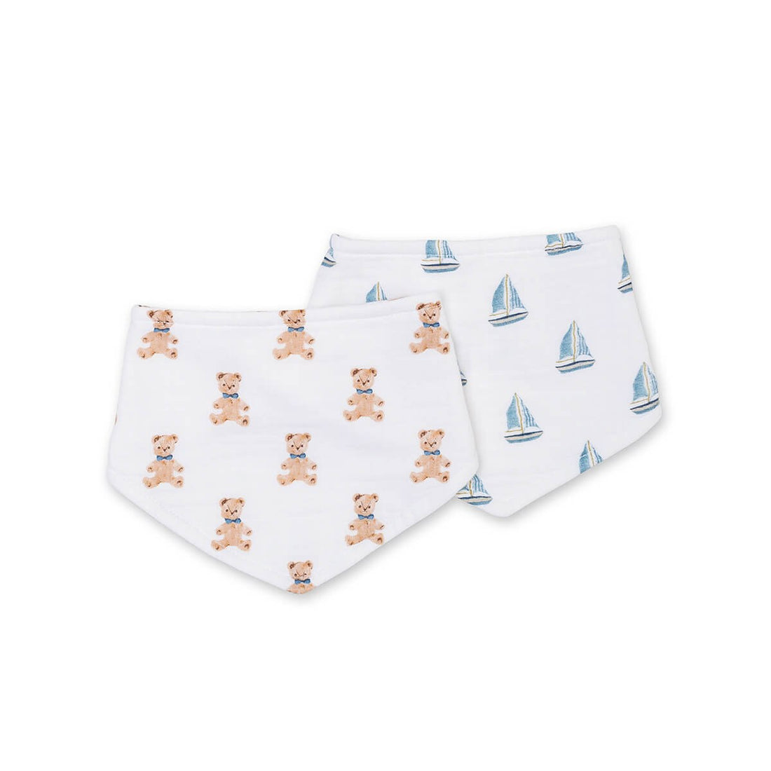 Lulujo Bandana Bibs – Vintage Bears & Sailboats – image 1