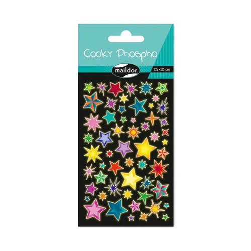 Maildor Cooky Stickers pack featuring colorful star-shaped embellishments on black backing