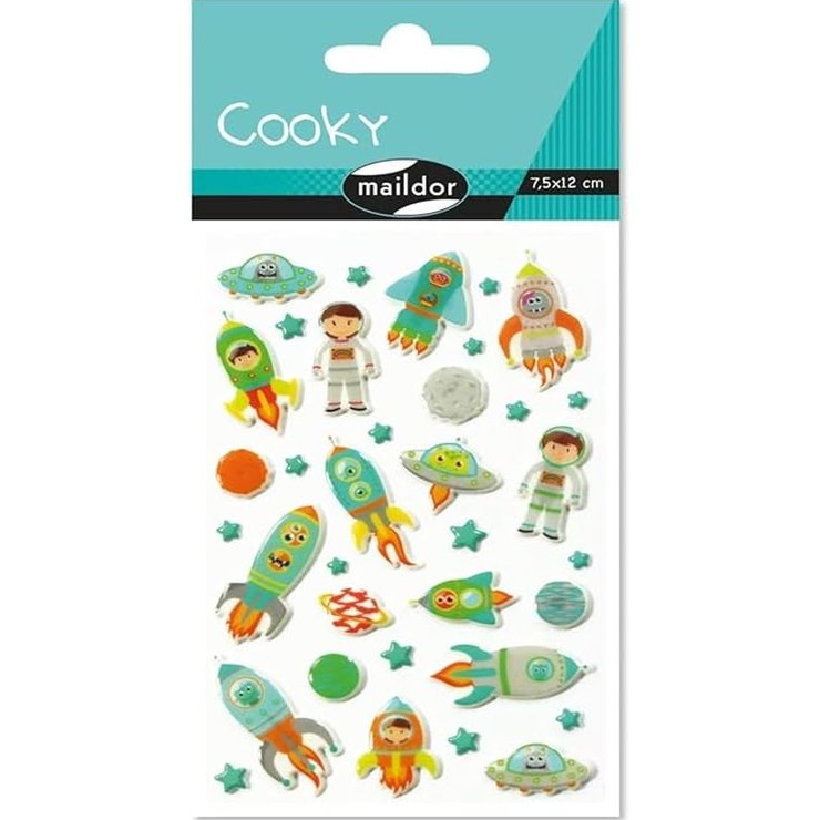 Maildor Cooky stickers set of space-themed astronauts, rockets and planets for crafts