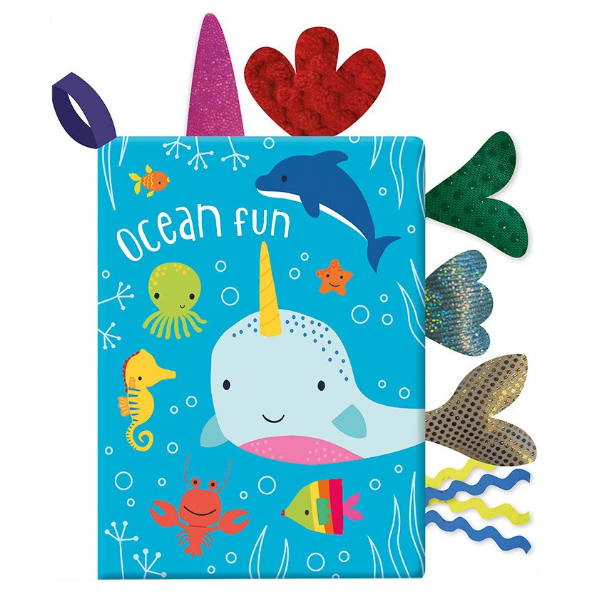 Ocean Fun cloth book by Make Believe Ideas featuring bright sea creatures and textured tabs