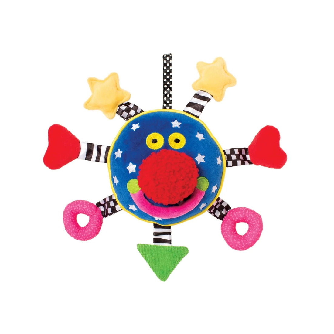 Manhattan Toy Baby Whoozit 6" Stroller & Travel Activity Toy - front view with colourful high-contrast arms