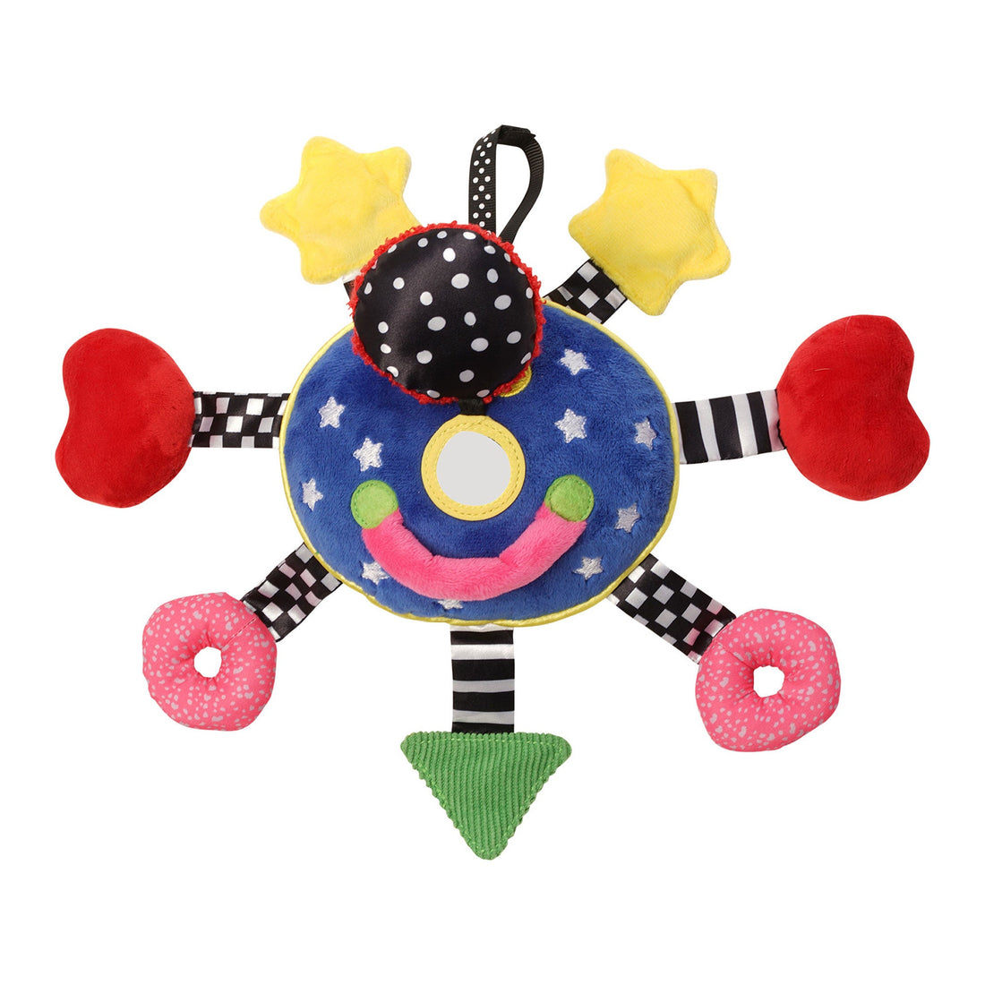Manhattan Toy Baby Whoozit 6" Stroller & Travel Activity Toy - reverse side with mirror and sound features