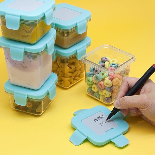 Marcus & Marcus Tritan airtight containers 3-pack, 8 oz each with teal lids for stackable kitchen storage
