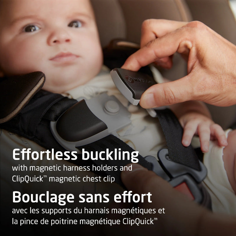 Maxi-Cosi Andi 360 rotating convertible car seat with magnetic harness holders and ClipQuick chest clip