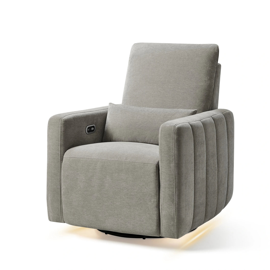 Maxi-Cosi Dorian swivel glider and power recliner in Crew Ash — front three-quarter view