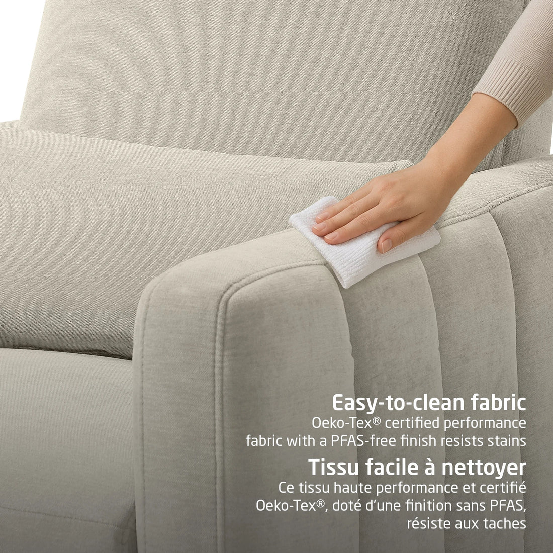 Maxi-Cosi Dorian Swivel Glider and Power Recliner with Night Light — wipe-clean upholstery