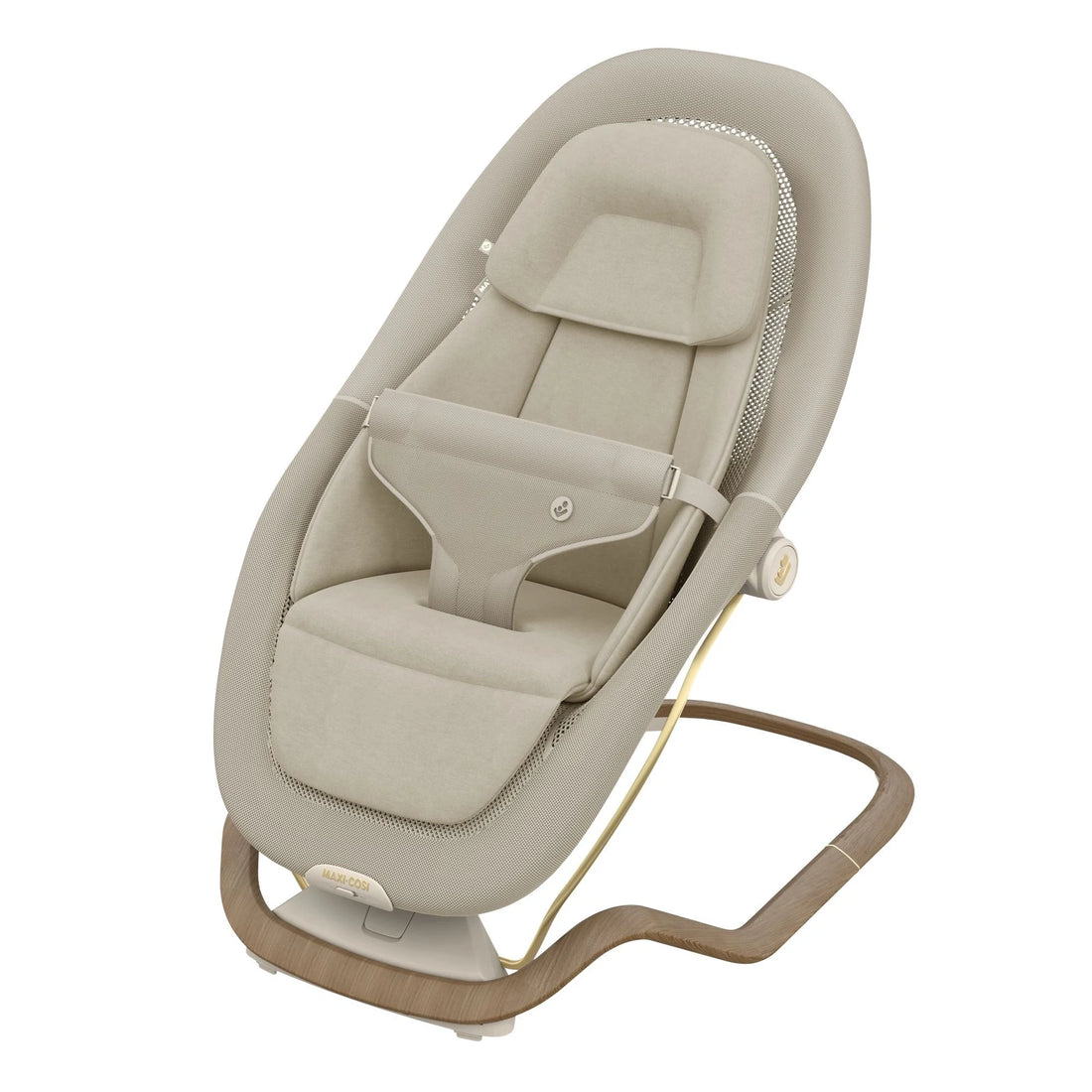 Maxi-Cosi Dove Pro Bouncer in Elegance Beige, left three-quarter view