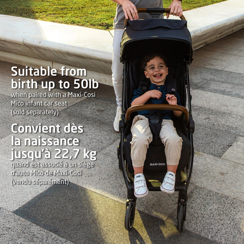 MAXI COSI Maxi Cosi Eva3 Lightweight Compact Travel Stroller stroller shown from image 3 of 8 with visible canopy, handlebar and wheel setup