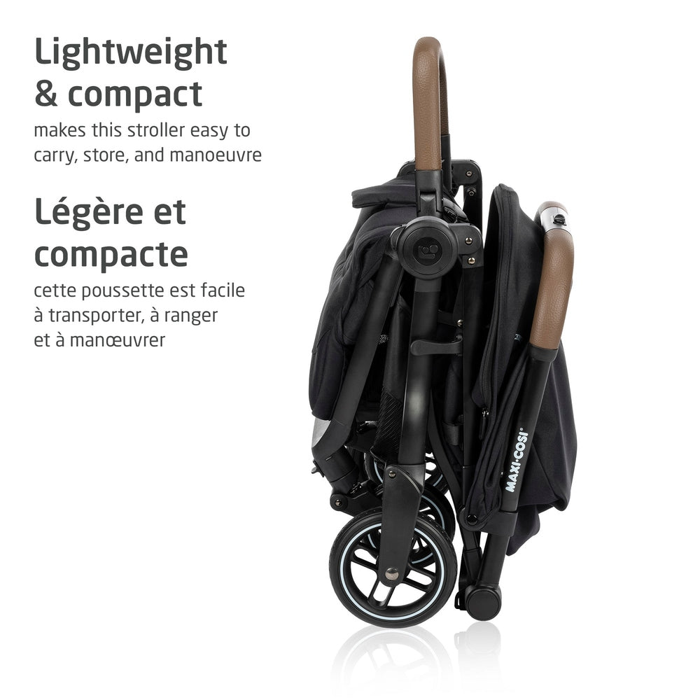 MAXI COSI Maxi Cosi Eva3 Lightweight Compact Travel Stroller stroller shown from image 5 of 8 with visible canopy, handlebar and wheel setup