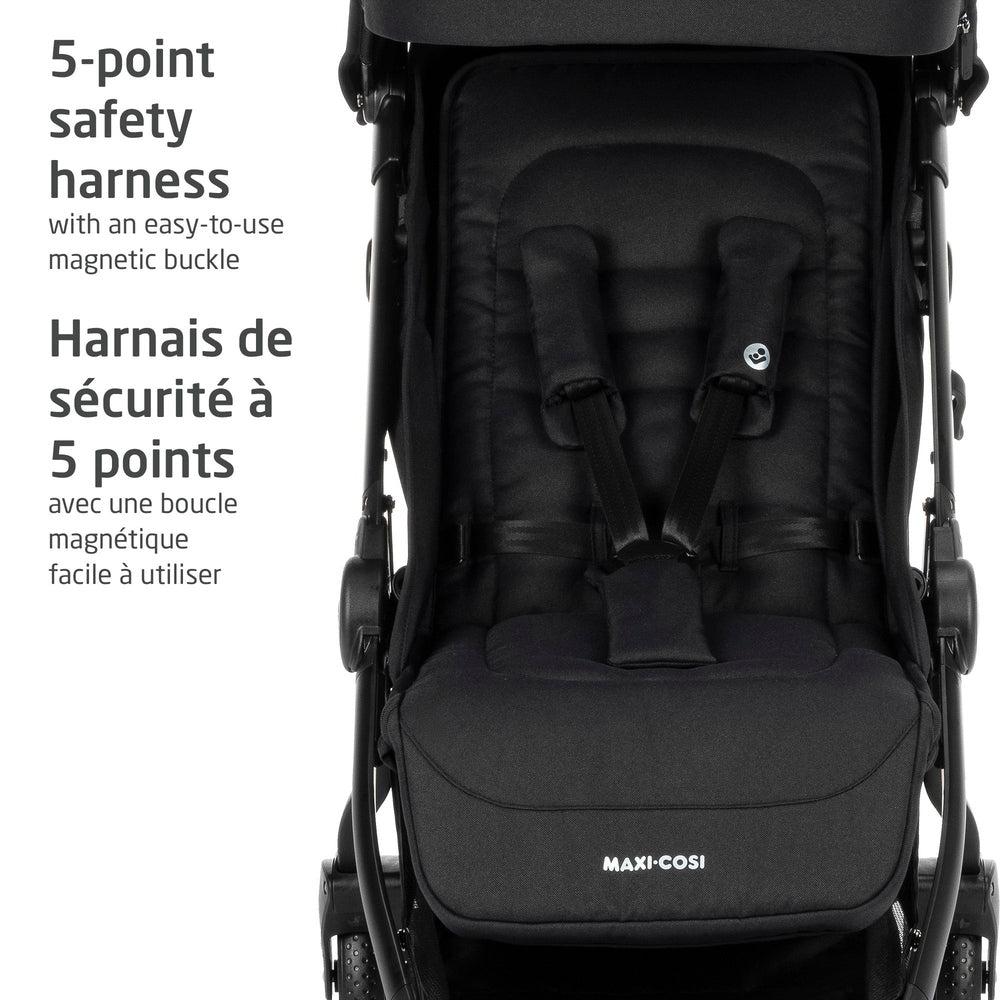 MAXI COSI Maxi Cosi Eva3 Lightweight Compact Travel Stroller stroller shown from image 7 of 8 with visible canopy, handlebar and wheel setup