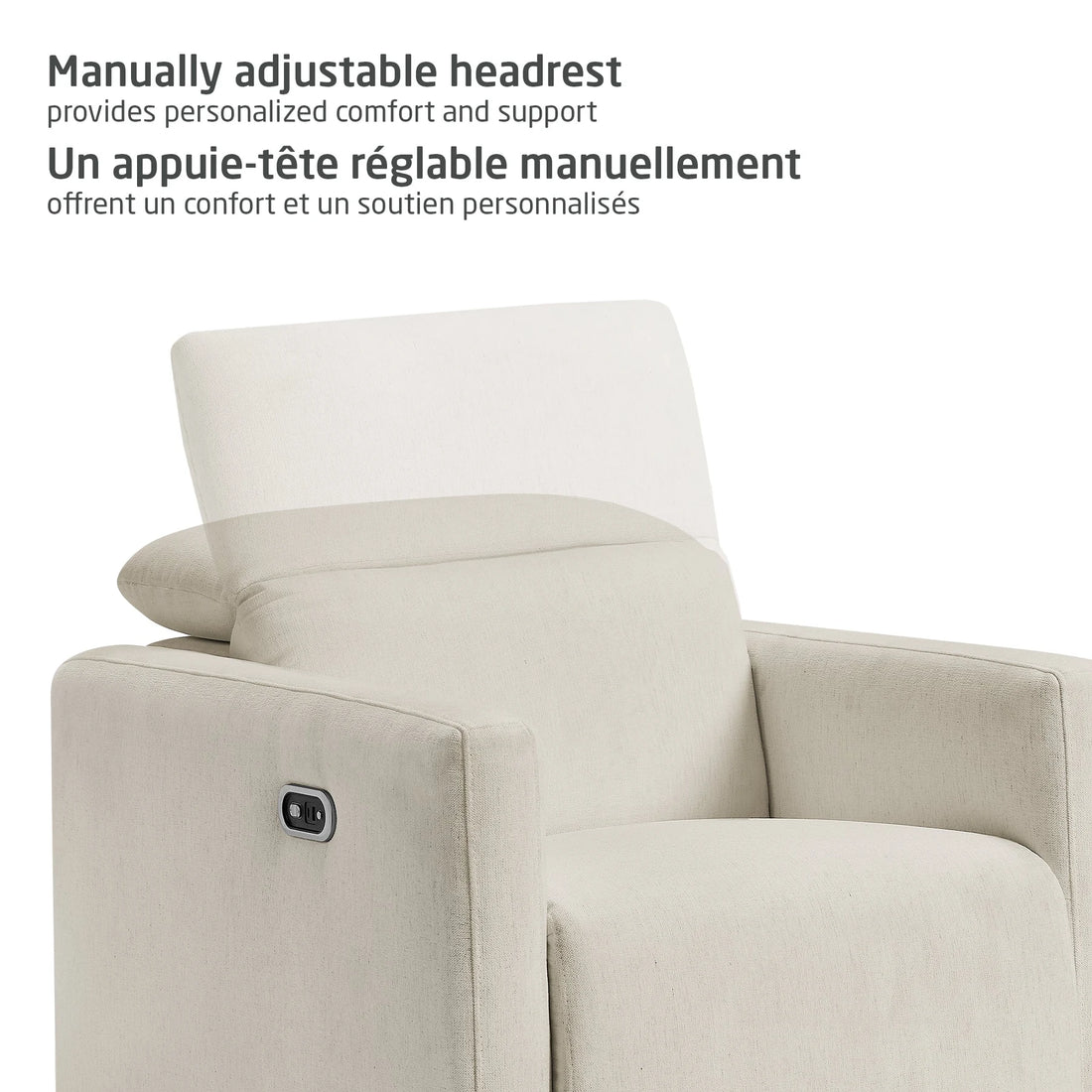 Maxi-Cosi Isla Swivel Glider and Power Recliner — upholstery texture and stitching