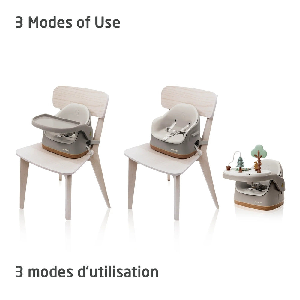 Multi-functional baby seat with three modes of use on a white background