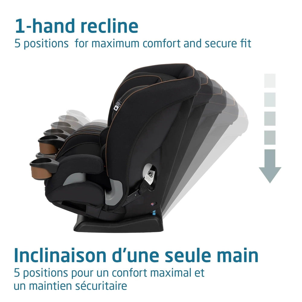 Maxi-Cosi Kani 4-in-1 convertible car seat in black fabric with brown stitching