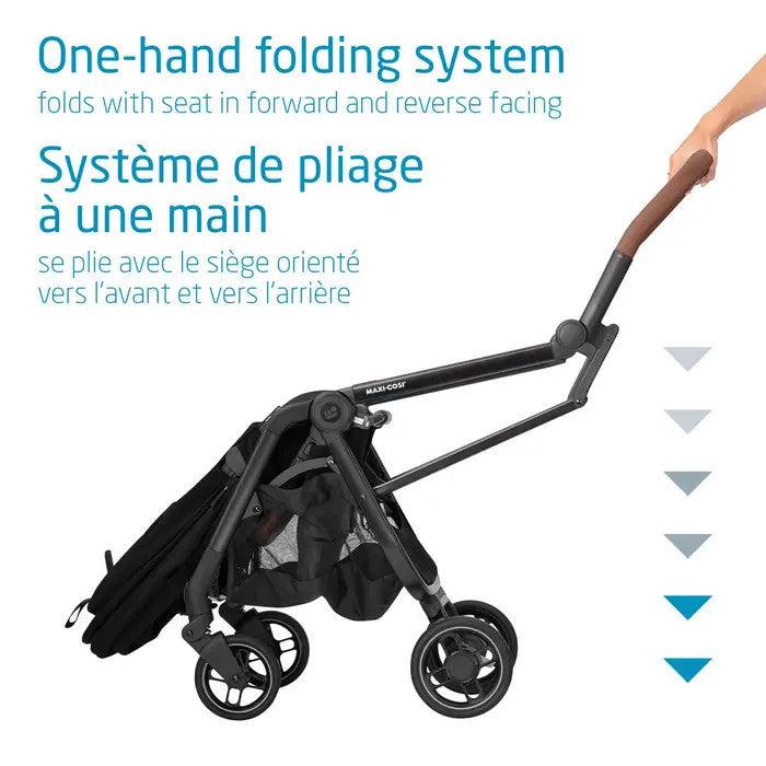 Maxi-Cosi Leona Ultra Compact stroller with one-hand folding and forward/reverse facing seat, black