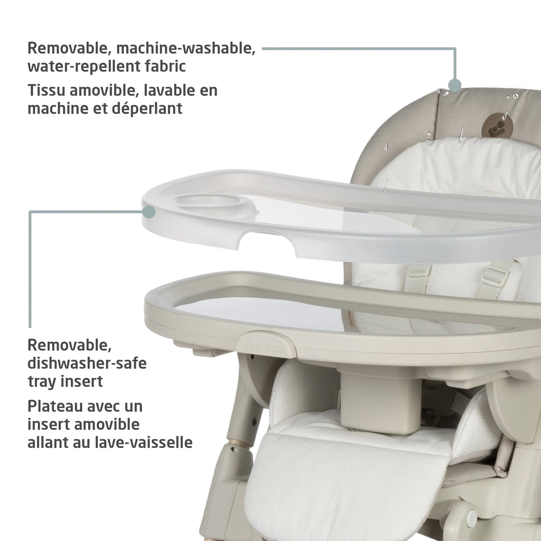 Maxi-Cosi Minla 6-in-1 High Chair — easy-clean surfaces