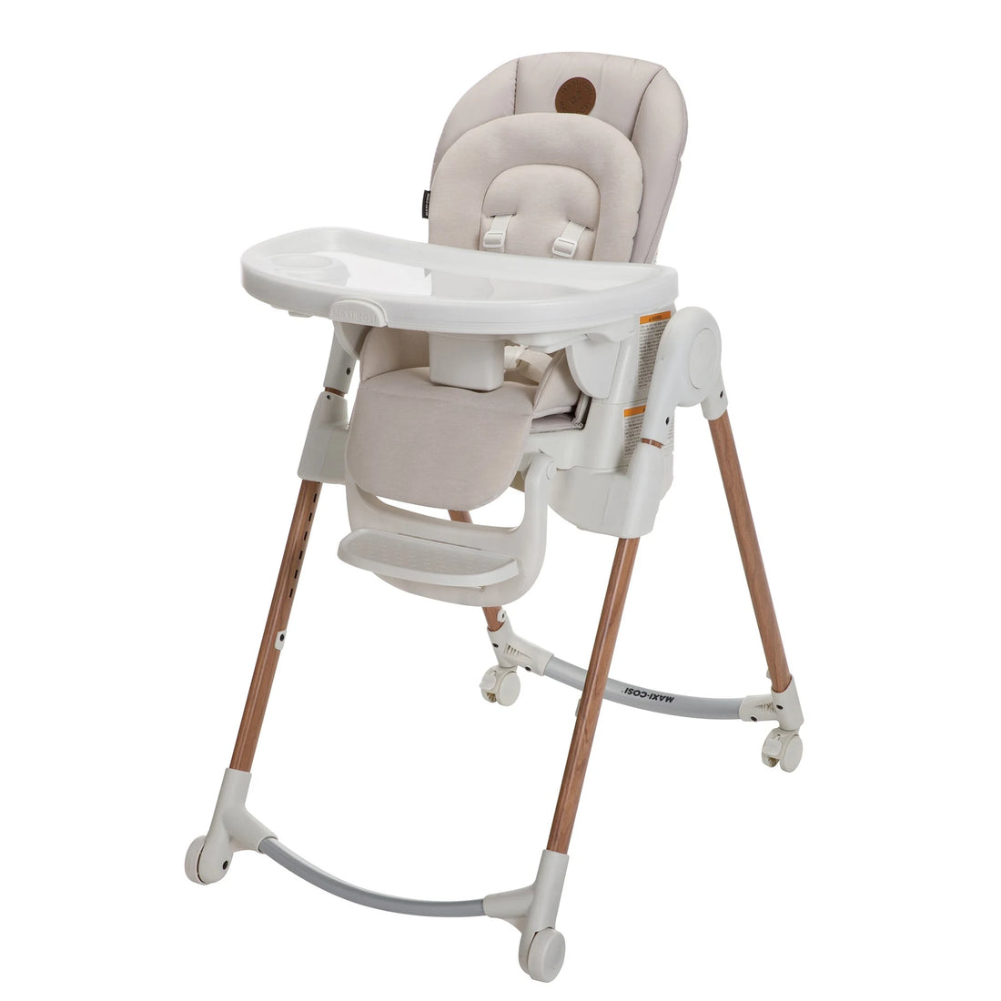 Maxi-Cosi Minla 6-in-1 High Chair in Horizon Sand, front three-quarter view
