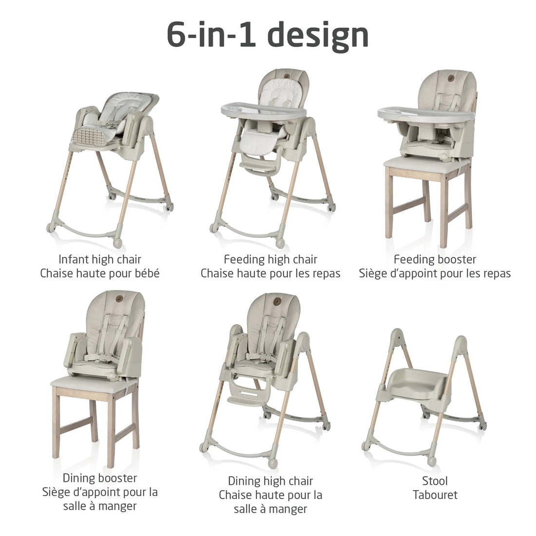 Maxi-Cosi Minla 6-in-1 High Chair — six seating configurations