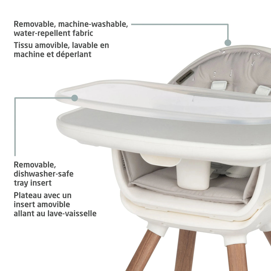 Maxi-Cosi Moa 8-in-1 High Chair — easy-clean surfaces
