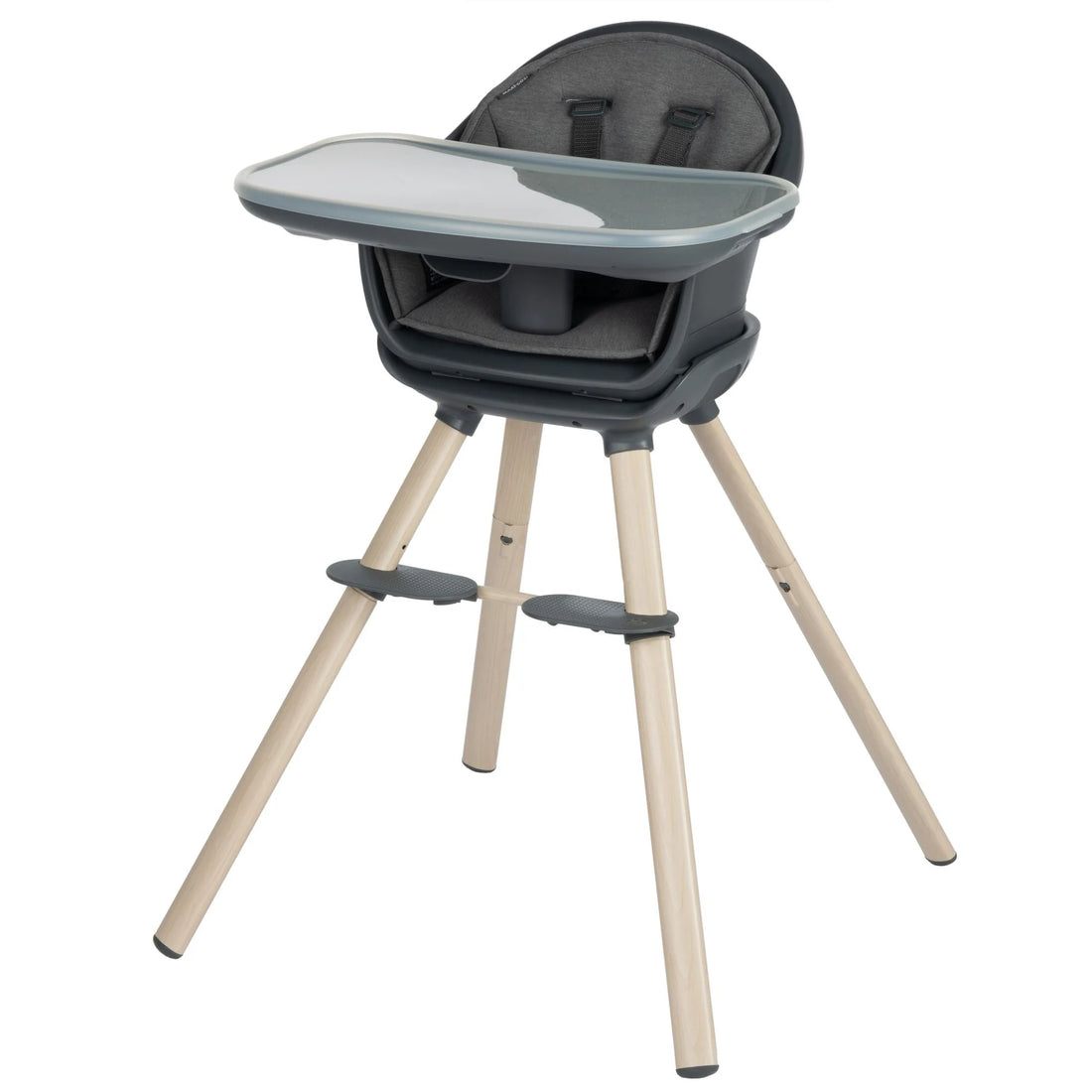 Maxi-Cosi Moa 8-in-1 High Chair in Beyond Graphite, left three-quarter view