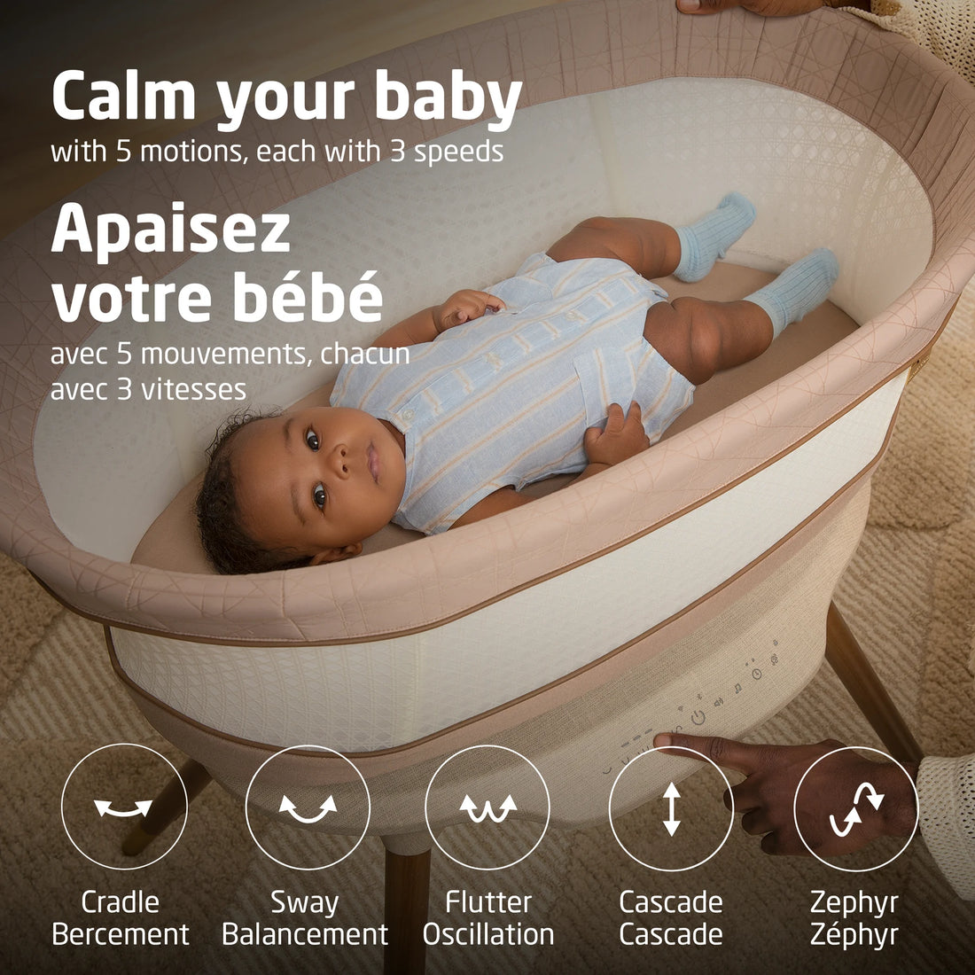 Maxi-Cosi Starling Smart Bassinet — five soothing motion settings