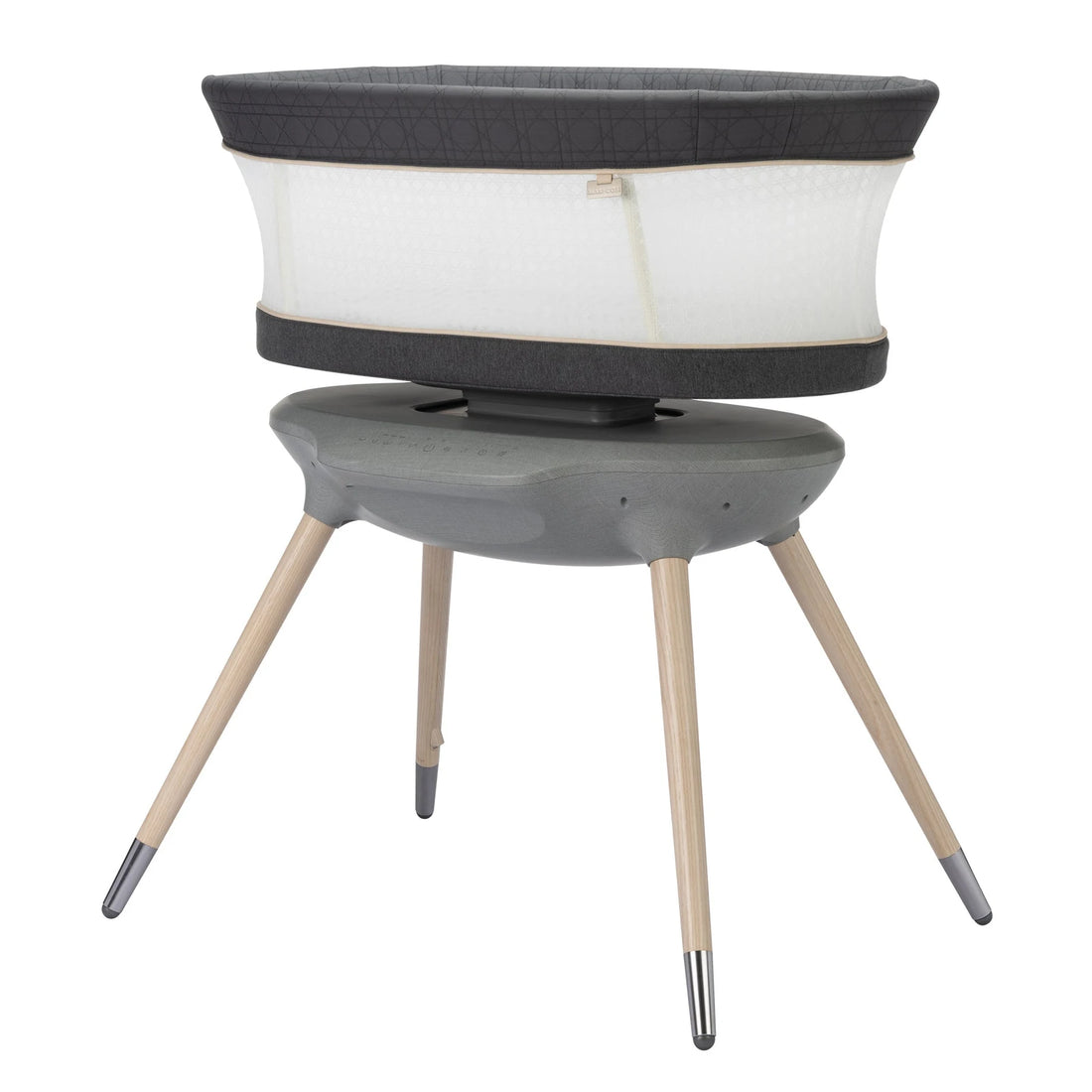 Maxi-Cosi Starling Smart Bassinet in Onyx Heritage, left three-quarter view
