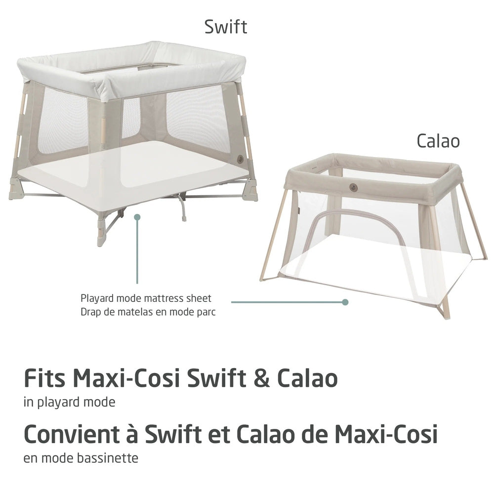 MAXI COSI Swift/Calao Playard Mode Sheets Set of 2 in cream, fitted over Swift and Calao playards.
