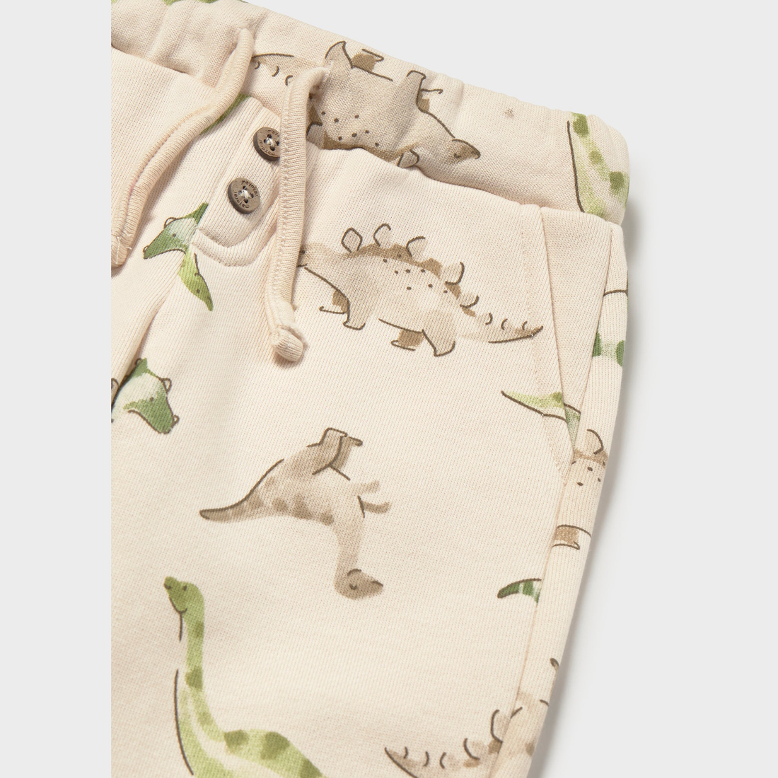 Mayoral Baby Jogger Sweatpants - Light Taupe close-up of waistband, pocket and seam details