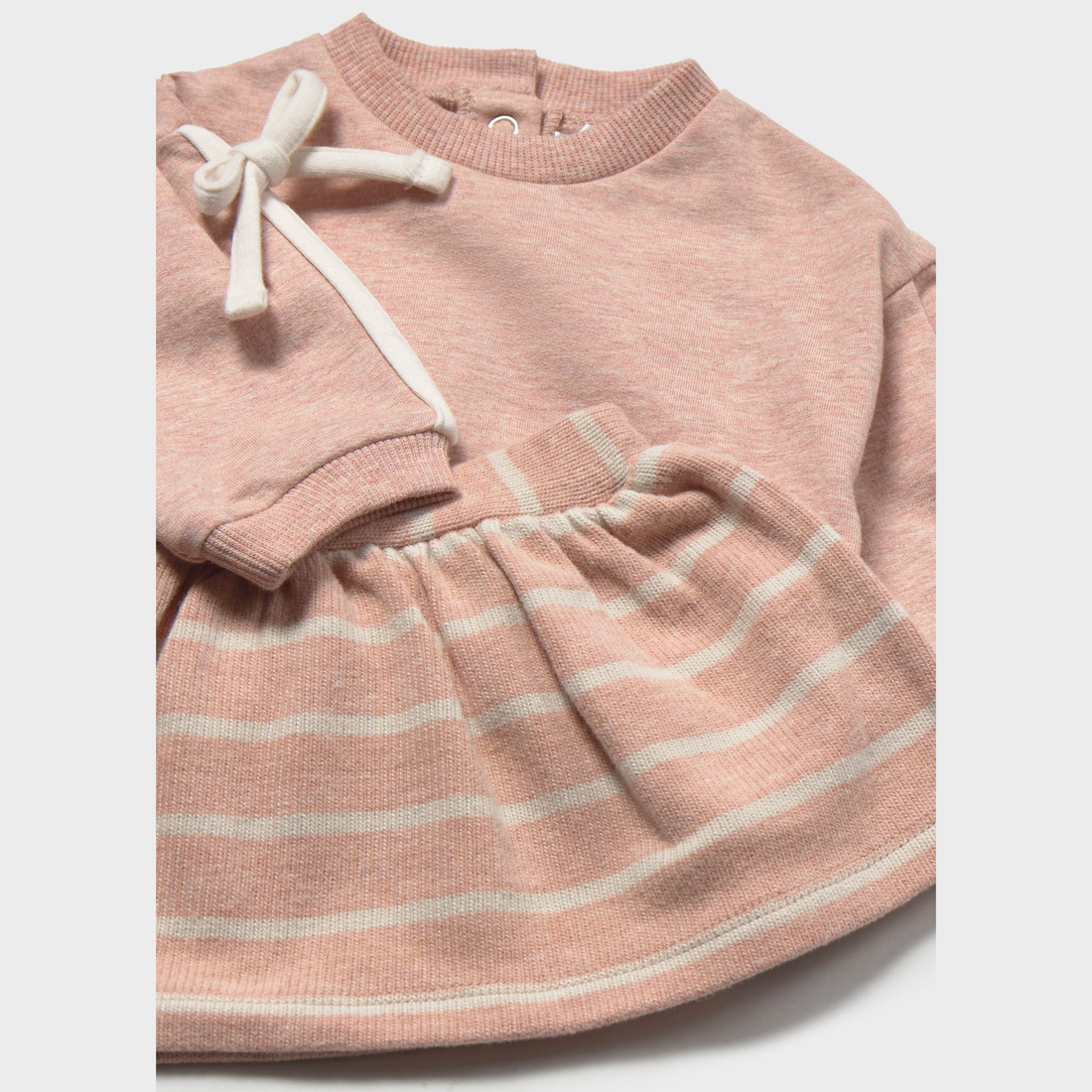 Mayoral Newborn Girl 4-Piece Set - Heather Nude close-up highlighting additional print, trim and construction details