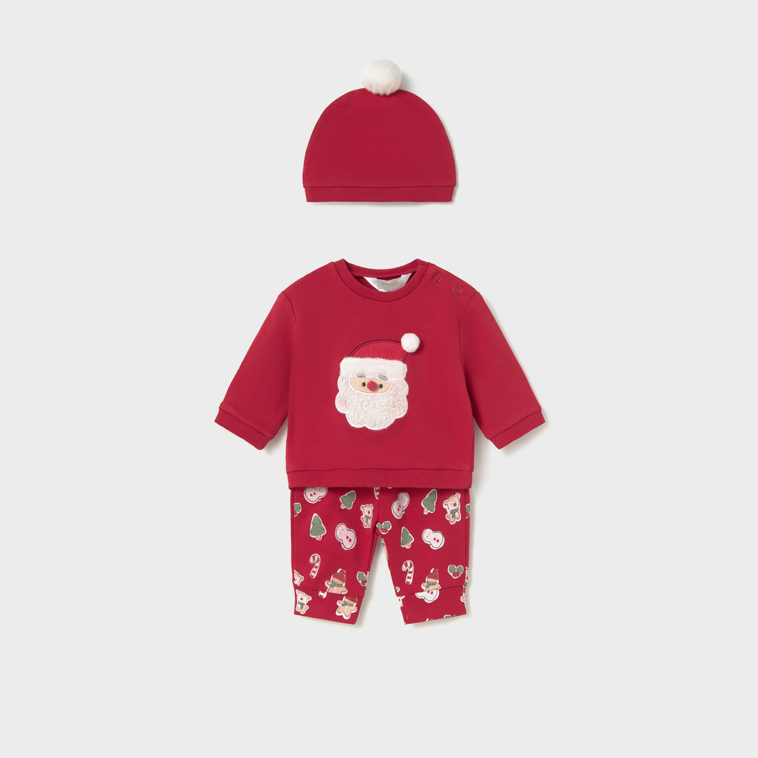Mayoral Newborn Boy 3-Piece Set - Red coordinated pieces arranged together