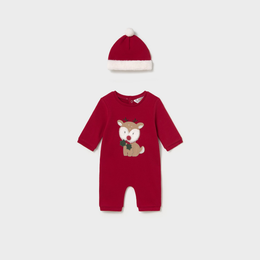Mayoral Newborn Girl One-Piece with Hat - Red