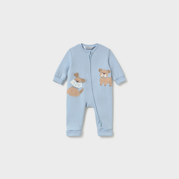 Mayoral Newborn Boy Embroidered Pajama - Sky