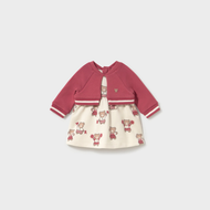 Mayoral Newborn Girl Printed Dress with Cardigan - Plum