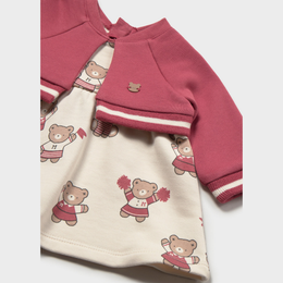 Mayoral Newborn Girl Printed Dress with Cardigan - Plum