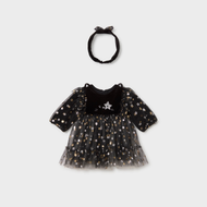 Mayoral Newborn Girl Dress with Headband - Black