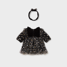 Mayoral Newborn Girl Dress with Headband - Black