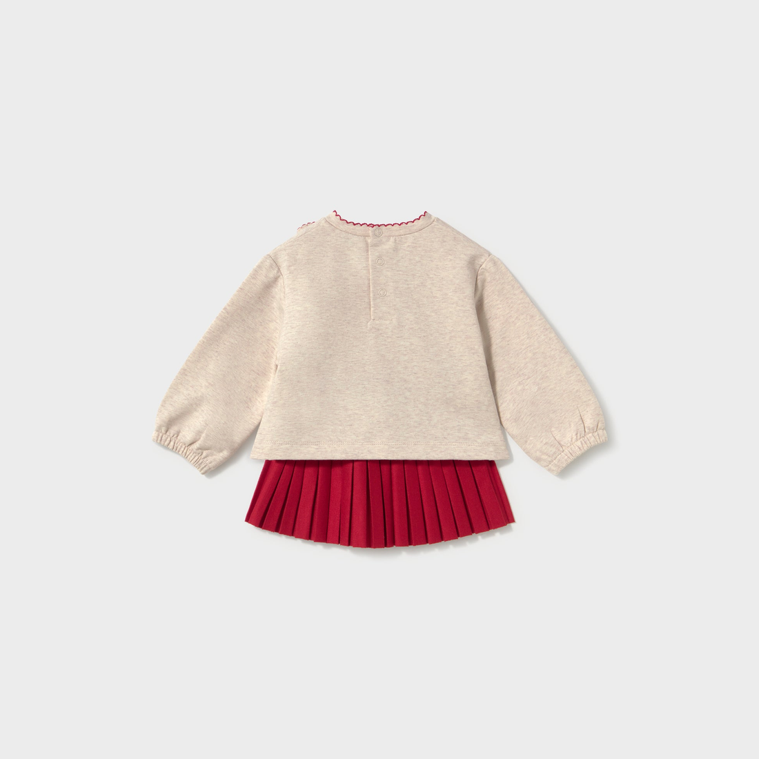 Mayoral Baby Pleated Skirt and Hearts Sweatshirt Set - Red main coordinated piece shown separately
