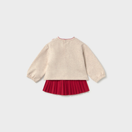 Mayoral Baby Pleated Skirt and Hearts Sweatshirt Set - Red