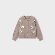 Mayoral Girl Floral Knit Cardigan - Waffle Mix