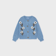 Mayoral Girl Floral Knit Cardigan - Sky Mix