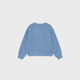 Mayoral Girl Floral Knit Cardigan - Sky Mix